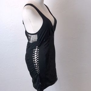 Salvage sequin mesh overlay dress